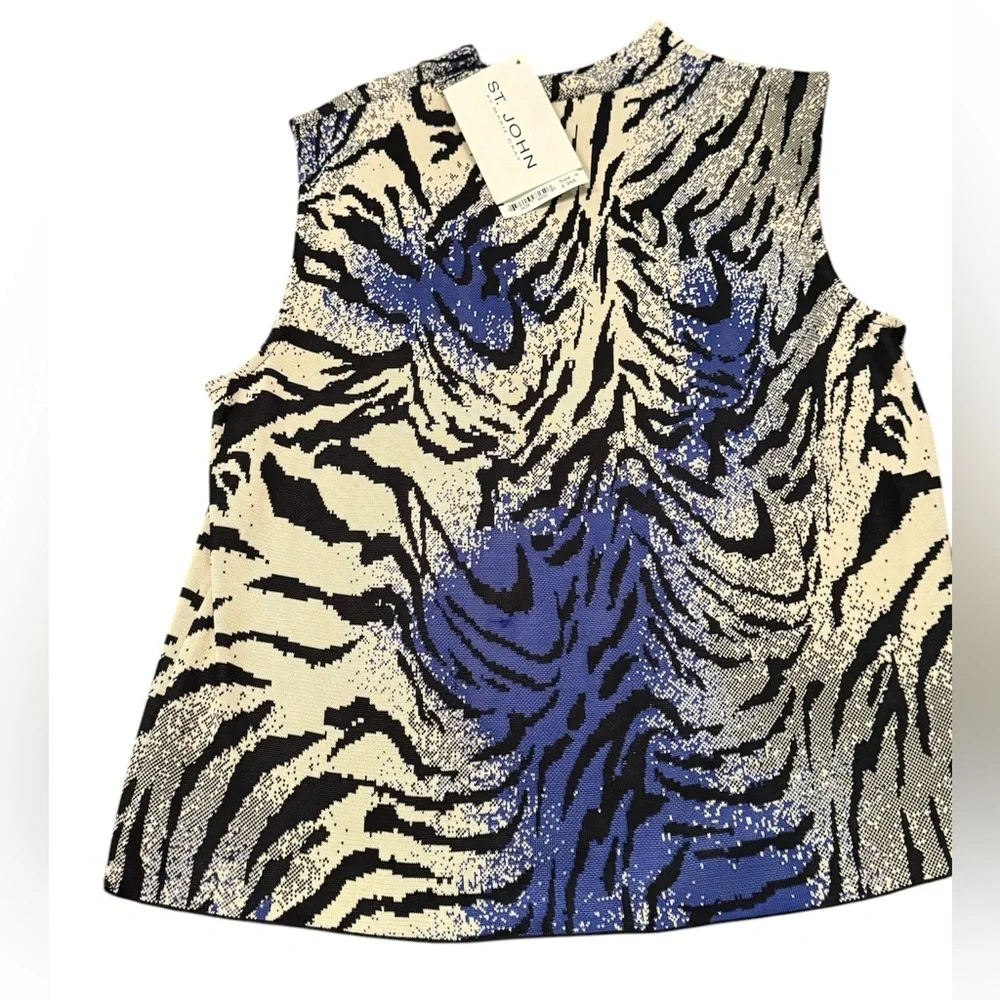 NWT St John Animal Print Sweater Shell Size M MSRP $355 - Picture 1 of 11